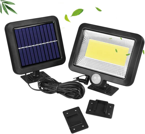 Set 2 Lampi Solare Cu Panou Separat 120W Lumina Puternica, 100 LED COB, Cu Senzor De Miscare si Telecomanda, 1+1 CADOU