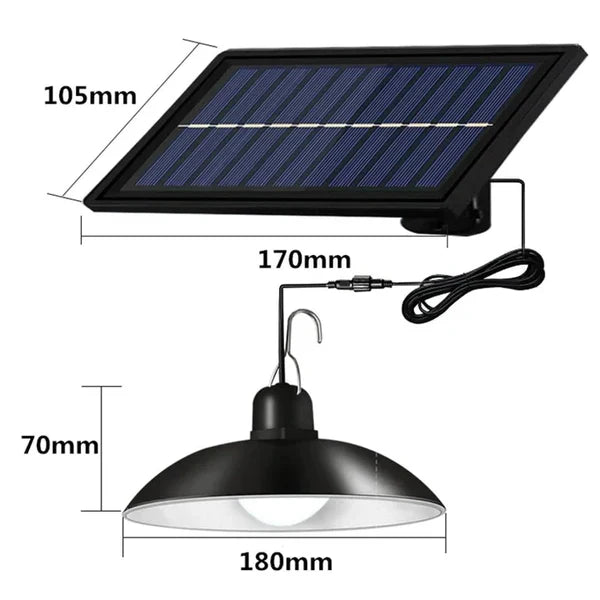 Lampa Suspendata Cu Incarcare Solara, Reglare Intensitate Lumina, Control Prin Telecomanda, Lumina Alb Rece
