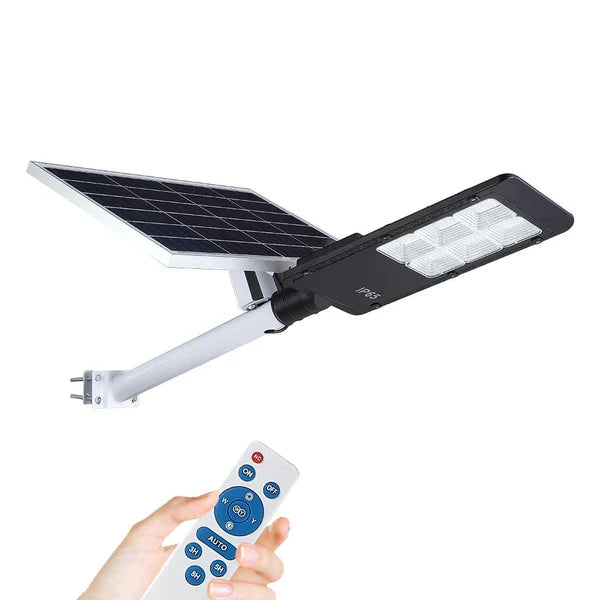 Lampa Solara Cu Stalp Metalic, Iluminare Puternica, 300W, Control Din Telecomanda, Rezistent La Intemperii