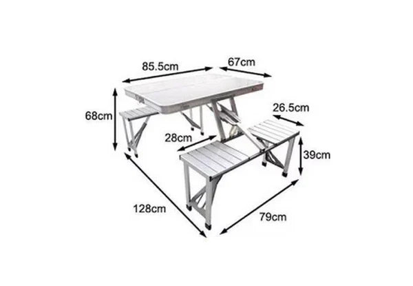 Masa Pliabila, Tip Geamantan, Cu 4 Scaune si Suport Umbrela, Din Aluminiu