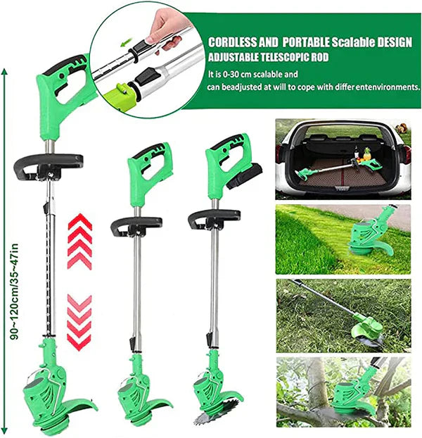 Motocoasa Portabila Cu Acumulator de 48V, Putere 1000W, Cu Brat Extensibil, Pentru Gazon, 8 Lame Diferite