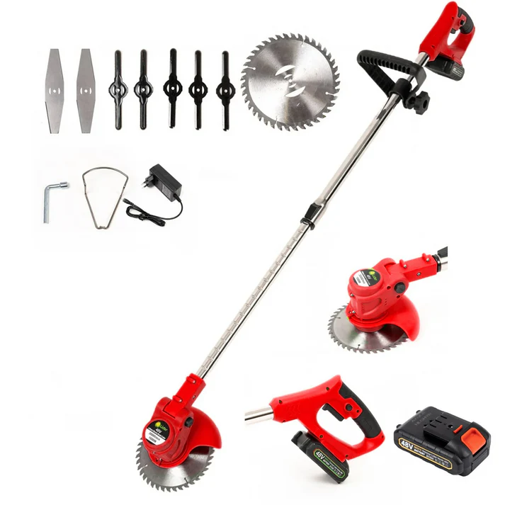 Motocoasa Portabila Cu 2 BATERII de 48V, Putere 800W, Cu Brat Extensibil, Pentru Gazon, 8 Lame Diferite