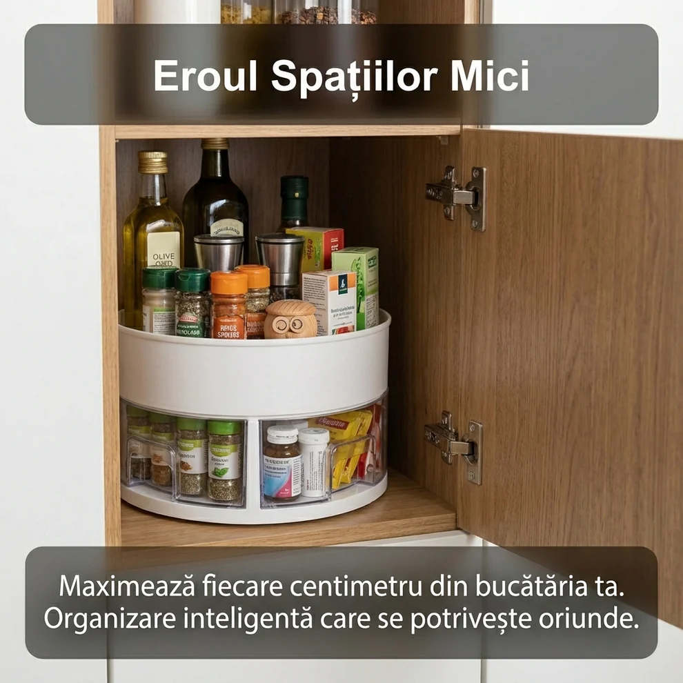 Organizator Bucatarie Profesional Kitcken Ultra 2 Cu 4x Sertare Condimente Si 4x Lingurite,23x14 cm + CADOU SURPRIZA