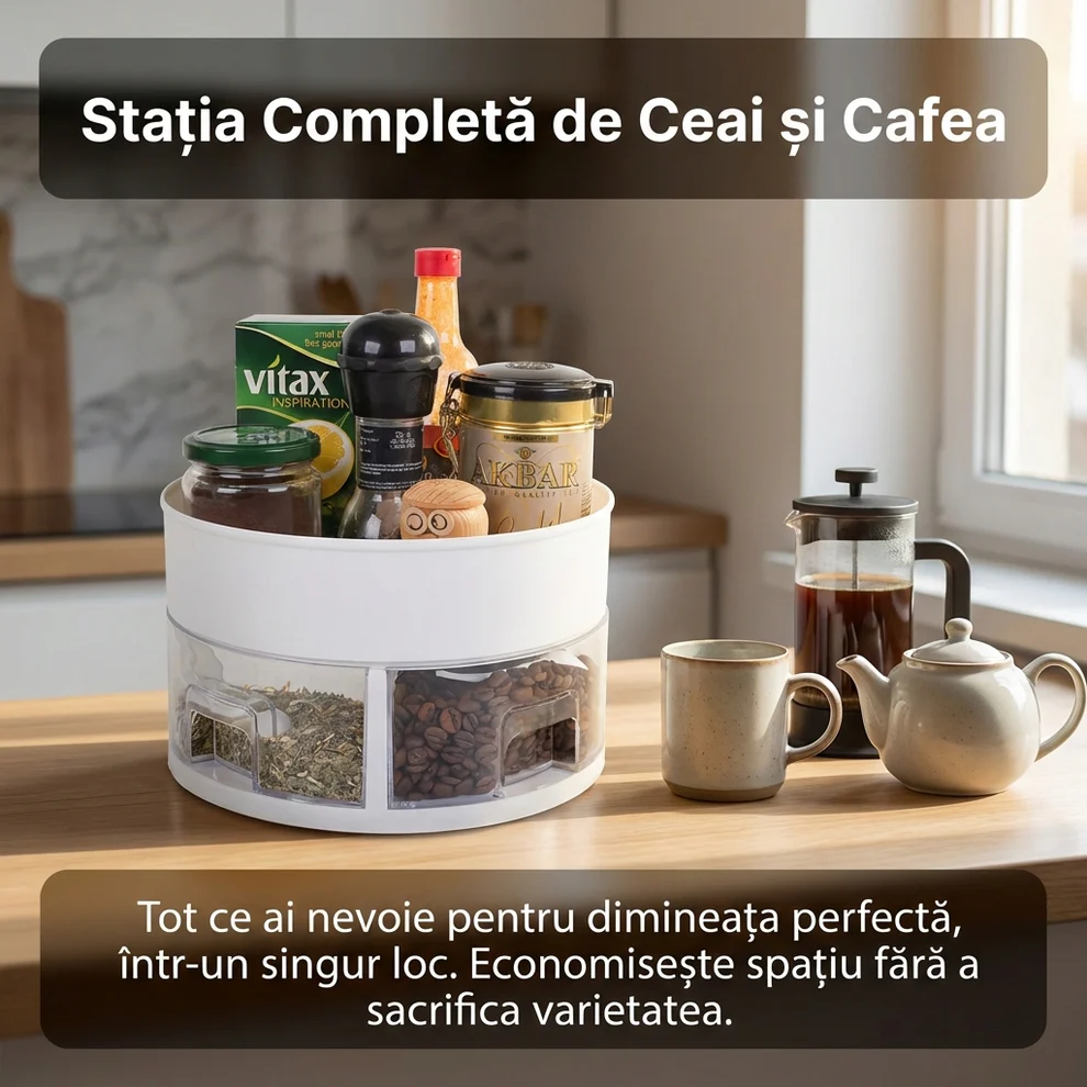 Organizator Bucatarie Profesional Kitcken Ultra 2 Cu 4x Sertare Condimente Si 4x Lingurite,23x14 cm + CADOU SURPRIZA