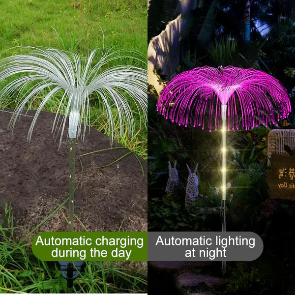 Pachet Promo: 1+1 GRATIS Lampa Solara Pentru Gradina, Tip Palmier, Culori RGB, Protectie La Apa IP65