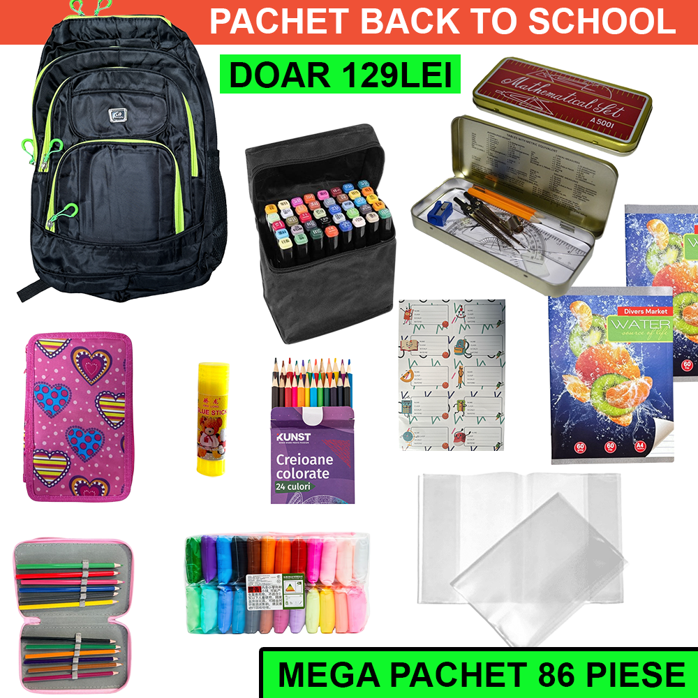 Pachet Back To School 86 Piese - Echipare COMPLETA Pentru Noul An Scolar