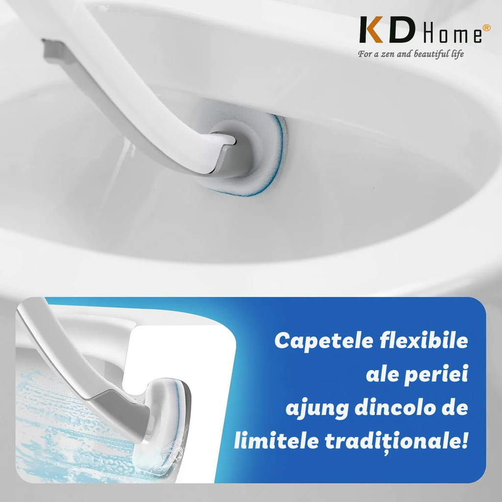1+1 GRATIS: Perie Inteligenta Curatare WC Pentru Toaleta Cu 16 Capete De Unica Folosinta + Mini Mop Portabil CADOU