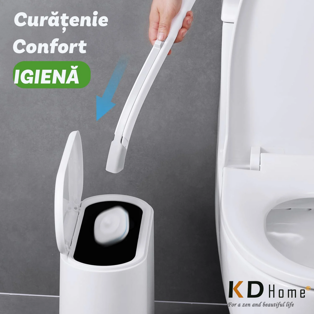 1+1 GRATIS: Perie Inteligenta Curatare WC Pentru Toaleta Cu 16 Capete De Unica Folosinta + Mini Mop Portabil CADOU