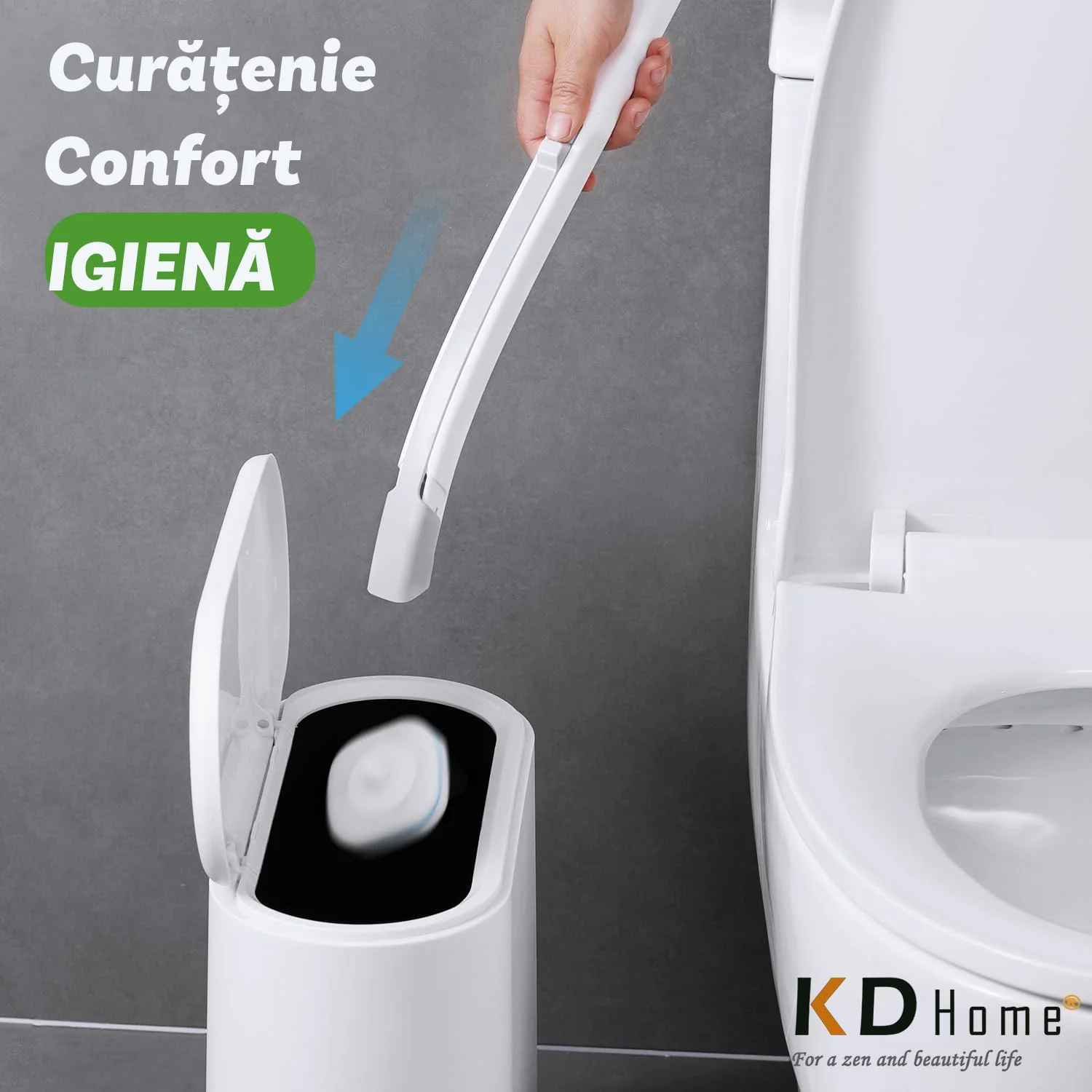 1+1 GRATIS: Perie Inteligenta Curatare WC Pentru Toaleta Cu 16 Capete De Unica Folosinta + Mini Mop Portabil CADOU