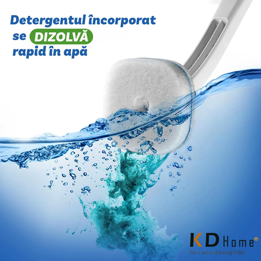 1+1 GRATIS: Perie Inteligenta Curatare WC Pentru Toaleta Cu 16 Capete De Unica Folosinta + Mini Mop Portabil CADOU
