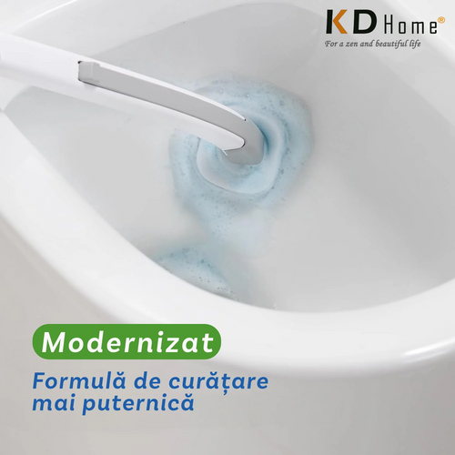 1+1 GRATIS: Perie Inteligenta Curatare WC Pentru Toaleta Cu 16 Capete De Unica Folosinta + Mini Mop Portabil CADOU