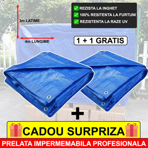 1+1 GRATIS: Prelata Super Rezistenta Pentru Ploaie si Acoperit Suprafete, 3x4 m + CADOU Surpriza