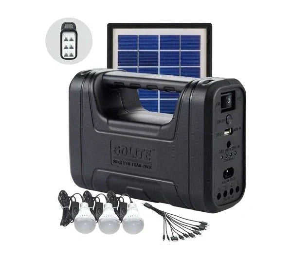 KIT Urgenta  Panou Solar Cu 3 Becuri, Incarcator USB Si Lanterna