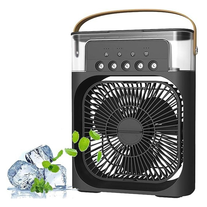 Ventilator de Birou 4‑în‑1, Negru, USB‑C – Racorire Inteligentă și Versatilă