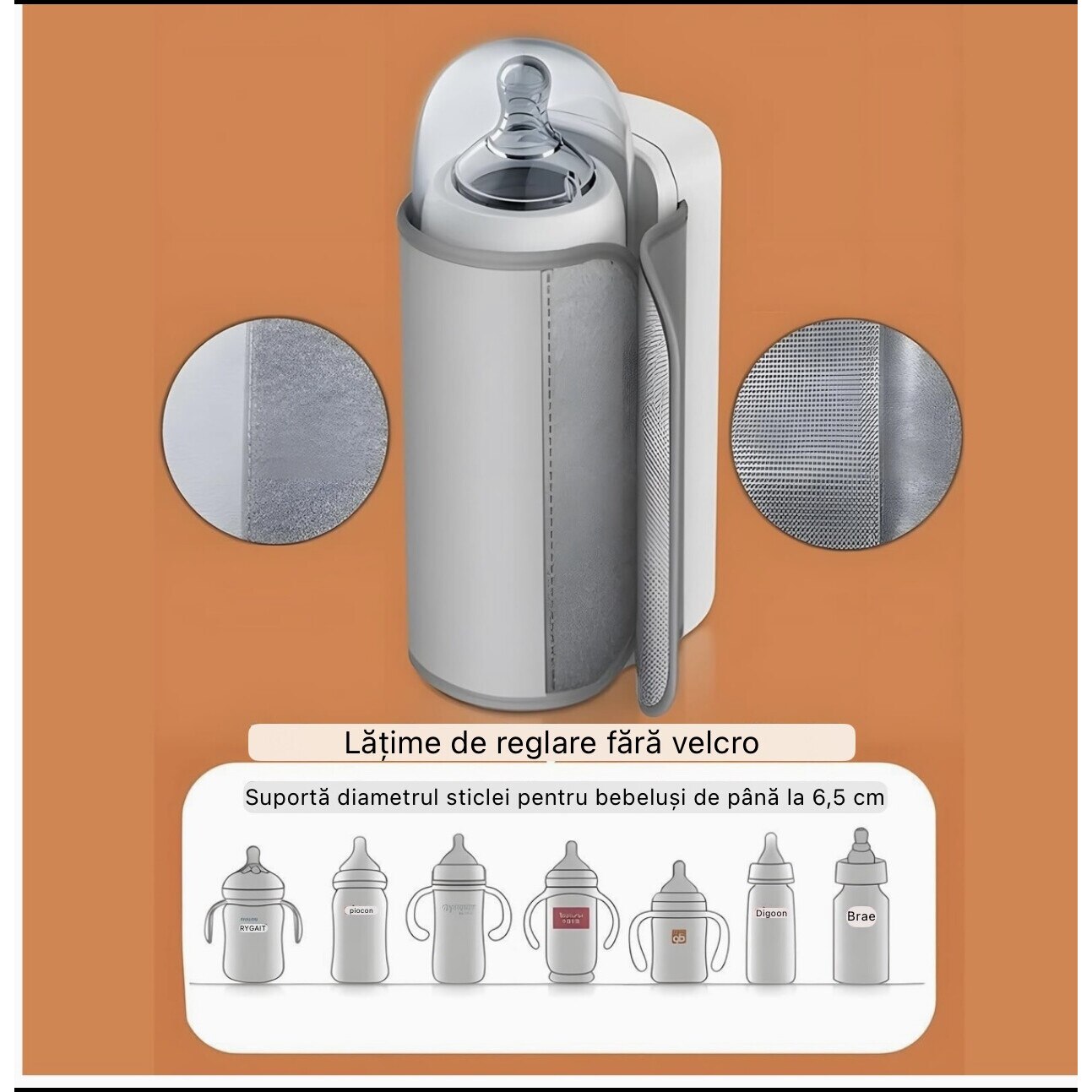 Încălzitor Portabil pentru Biberoane Wireless NNQ2, Acumulator 6000mAh, Termostat Automat, 6 Trepte de Temperatură + Cadou Aspirator Nazal