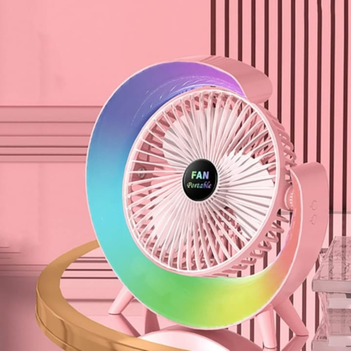 Mini Ventilator Wireless cu LED RGB SB‑138 – Răcorire Inteligentă pentru Vară