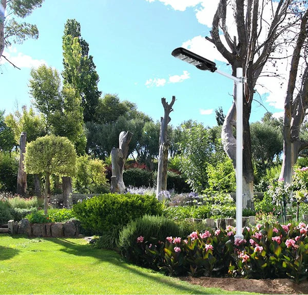 Lampa Stradala Cu Incarcare Solara VELORA, Panou Solar Integrat,  Putere Mare + Stalp De Sustinere CADOU + Acesorii+Lampa Solara 100x Led CADOU