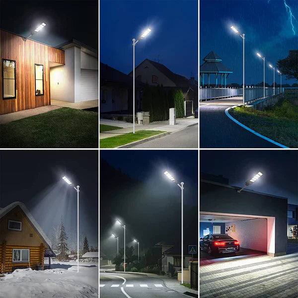 Lampa Stradala Cu Incarcare Solara VELORA, Panou Solar Integrat,  Putere Mare + Stalp De Sustinere CADOU + Acesorii+Lampa Solara 100x Led CADOU