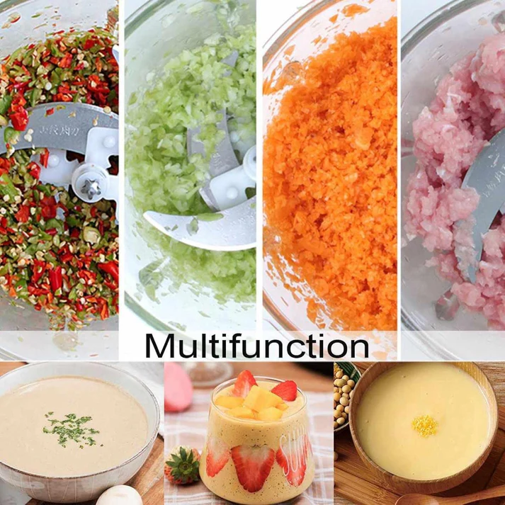 Tocator Electric Multifunctional, Pentru Carne, Fructe, Legume, Cu 2 Trepte de Viteza, Vas Inox, Capacitate