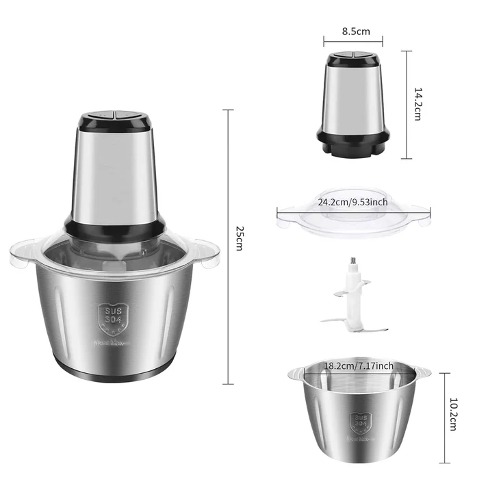 Tocator Electric Multifunctional,Capacitate 5L, Pentru Carne, Fructe si Legume, Bol Din Inox